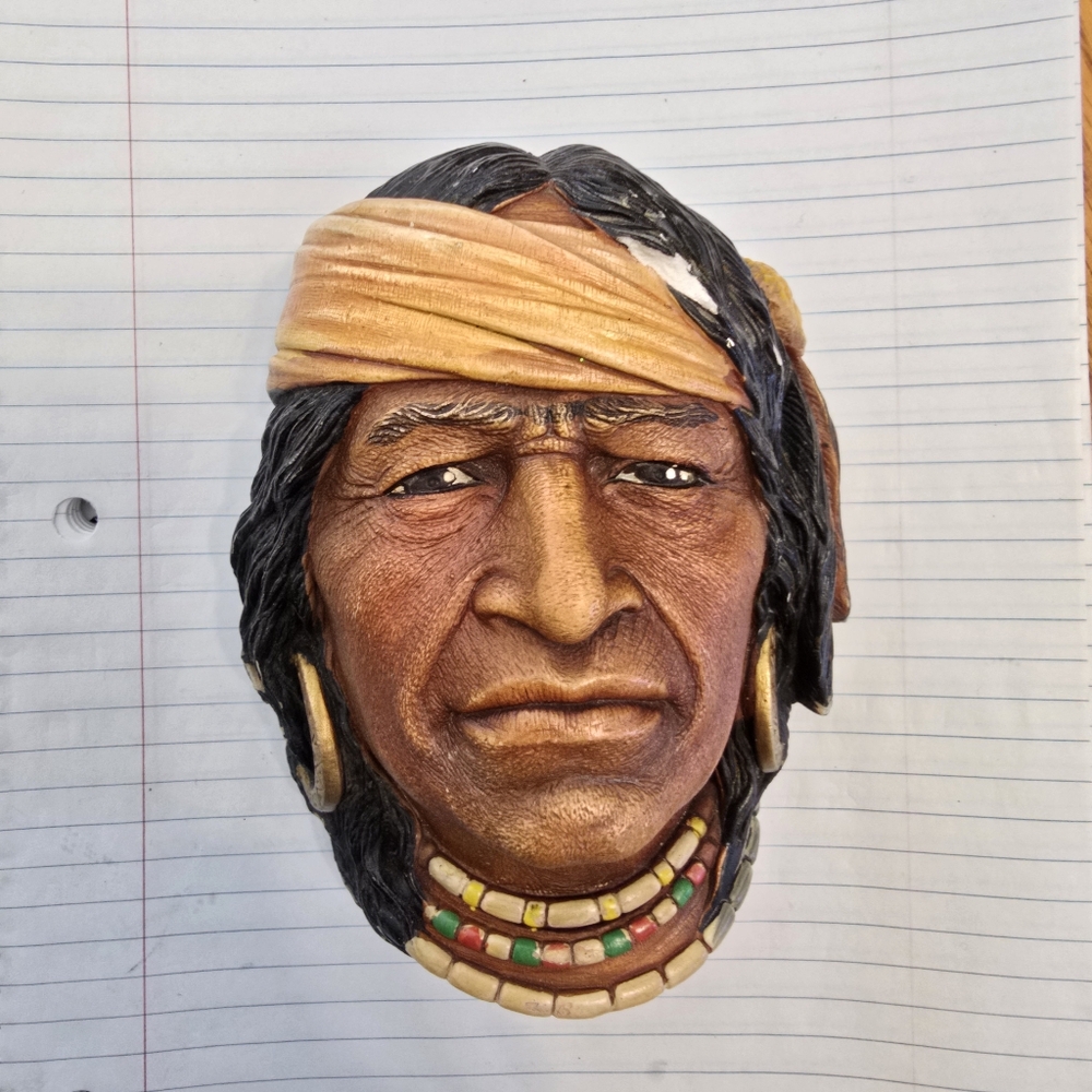 Vintage 1984 Legend Chalkware Navajo Head 5.5" Authentic